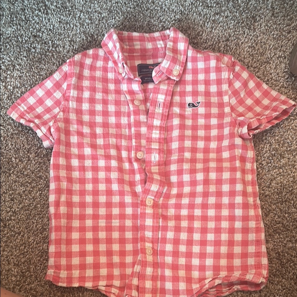 Vineyard Vines Kids Pink Checkered Shirt